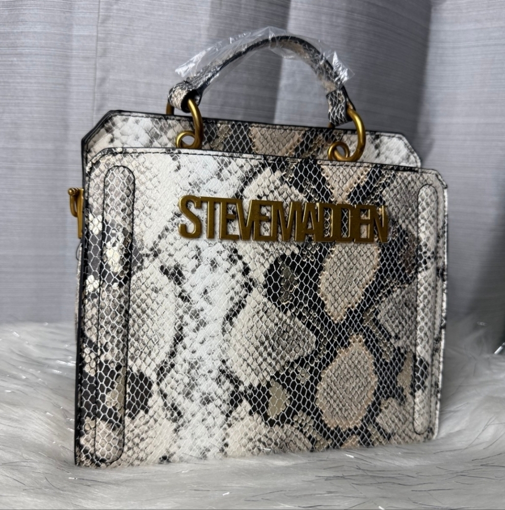 STEVE MADDEN Snakeskin Bevelyn Crossbody Satchel Bag - Picture 3 of 10